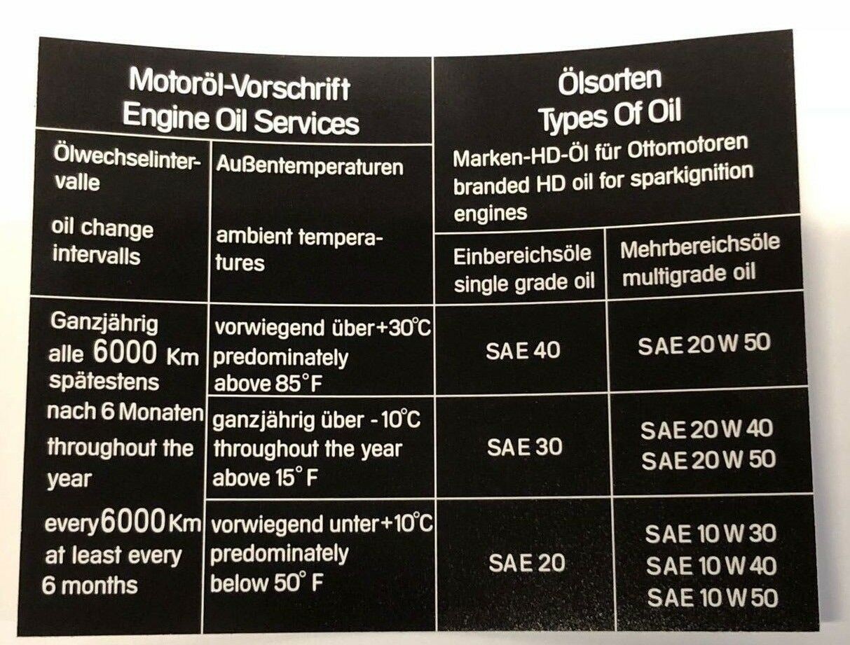 Sticker oil change 6000 km BMW E24 628 CSi - M635 CSi CS-26E24